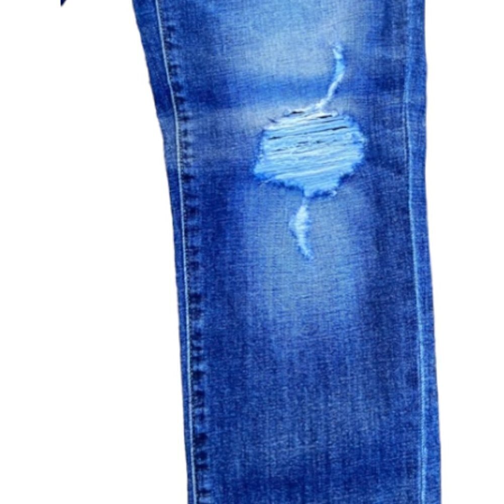 Rock & Republic EUC Skinny Jean Women's Blue Distressed  Embroidered Size 6 - Picture 4 of 16